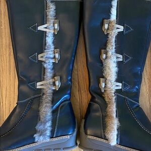 Italian Leather and Rabbit Fur Boots : Size USA/Can 5.5-6